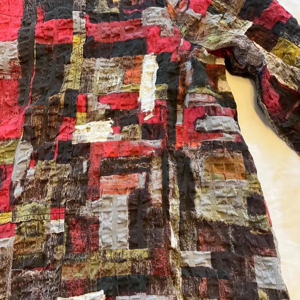 Habitat Clothes to Live In Abstract Crinkle Patchwork Blouse Top Medium - Image 2