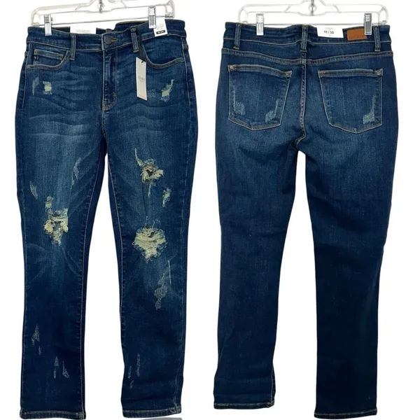 NWT Judy‎ Blue Los Angeles Boyfriend Fit Distressed Jeans Women's 11/30 Stretch - Image 2