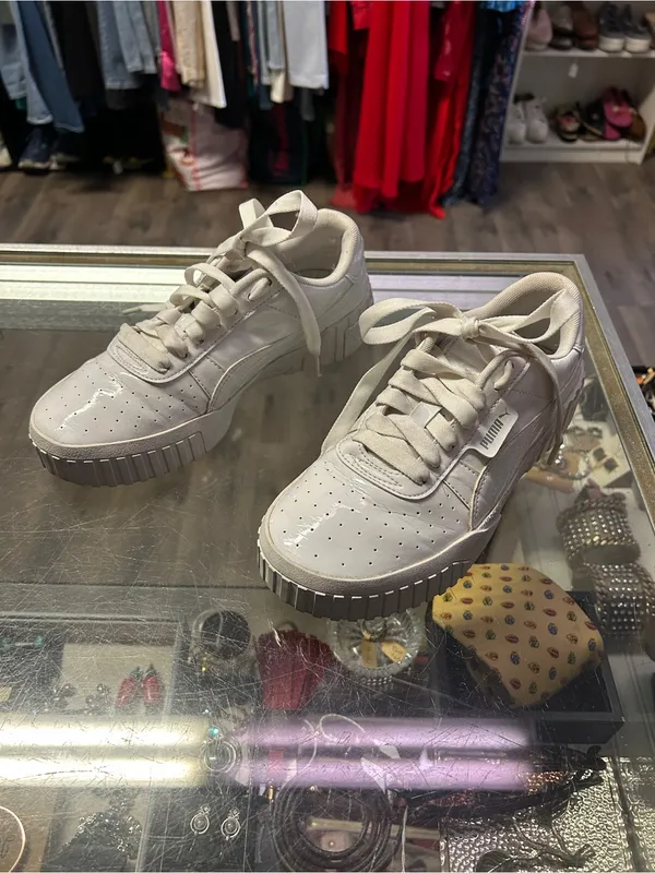 Puma White Cali Patent Leather Perforated Sneakers - size 6.5 (Youth 4.5!) - Image 2