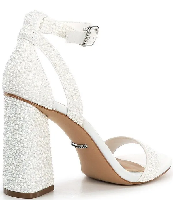 Gianni Bini DaneaTwo Pearl Ankle Strap Block Heel Sandals Bridal/Semiformal/Formal - Image 2