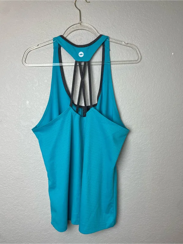 Avia Teal Tank with Gray Center Stripe and Strappy Back Size XL - Image 6