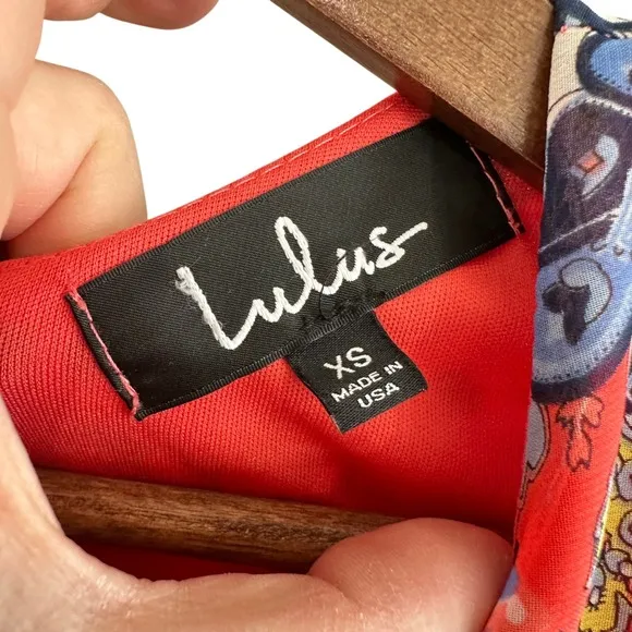Lulus Kaleidoscopic Print Short Sleeve Shift Dress Red Purple Hankerchief Girly‎ - Image 7
