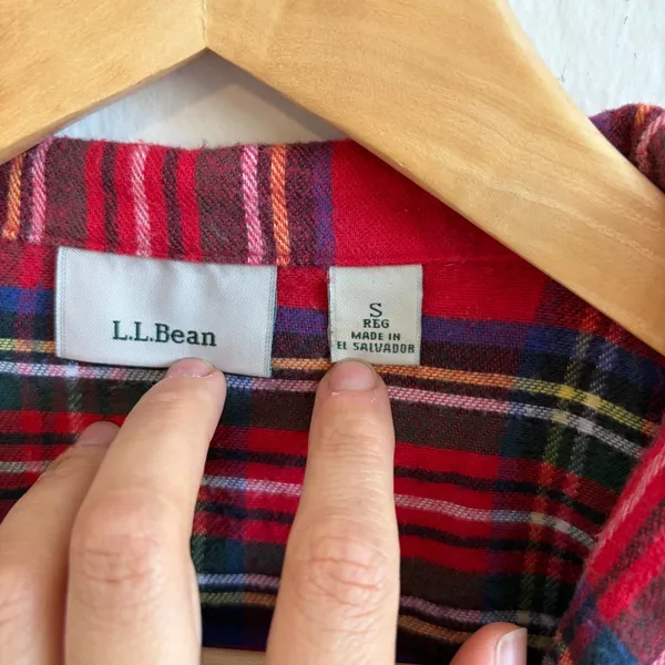 L.L. BEAN Vintage Red Plaid Flannel Cotton Pajama Long Sleeve Shirt Womens Small - Image 3