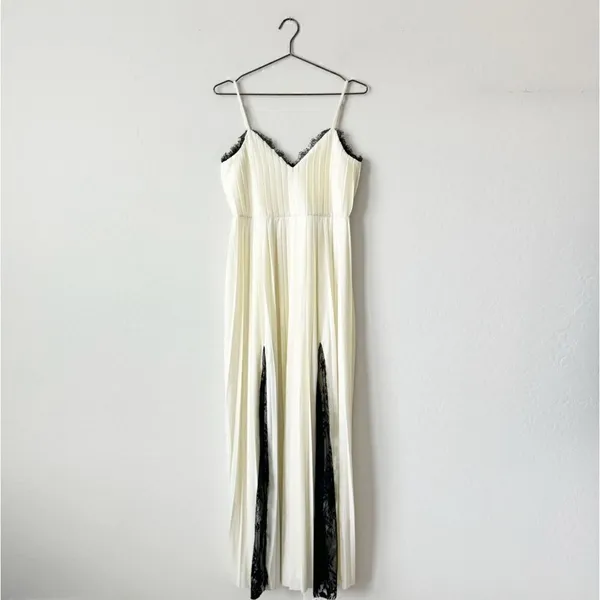 ASOS Cami Pleated Maxi Dress with Lace Trim Size 4 - Image 2
