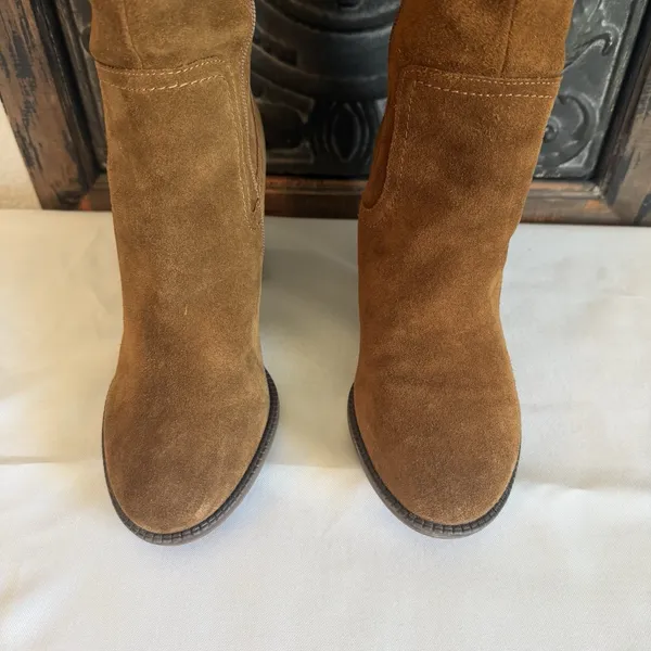 Franco Sarto Elnora Tall Suede Over The Knee Boots Brown Boho Fringe Tassel Sz 9 - Image 3