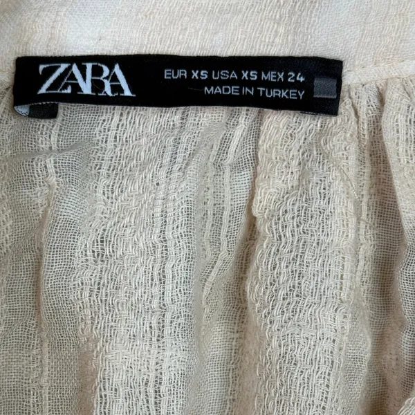 Zara Long Sleeve Oversized Flowing Loose Semi Sheer V Neck Blouse XS Soft Peach - Image 8