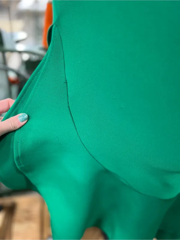 Green Halter Neck Midi Dress with Ruffle Hem XL - Image 3