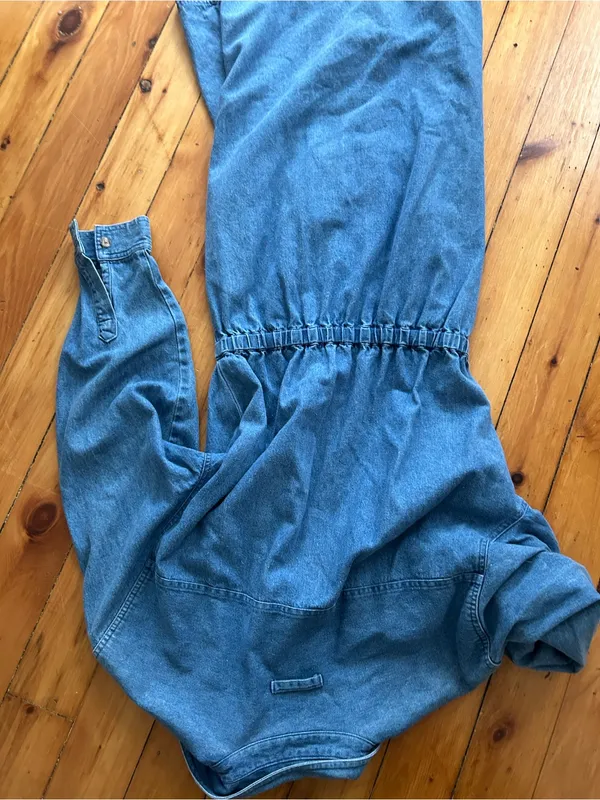 Eddie Bauer vintage button front denim long sleeve dress cotton medium - Image 3