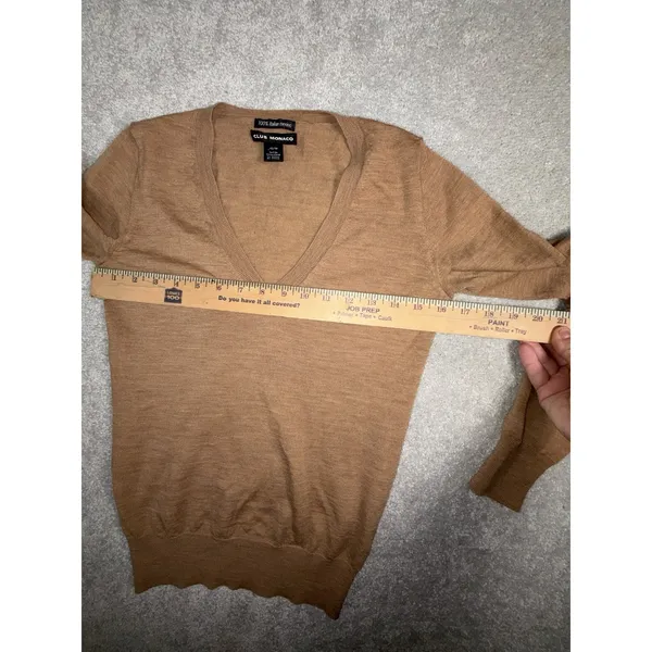 CLUB MONOCO ~ Xs ~‎ Brown 100% Extra Fine Italian Merino Wool Sweater - Image 4