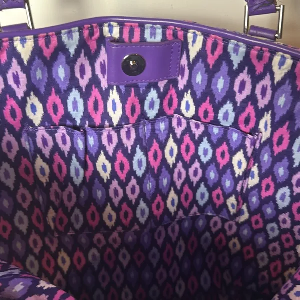 Vera Bradley Crosstown Tote Shoulder Bag Purple Lilac Tapestry Retired Pattern - Image 10