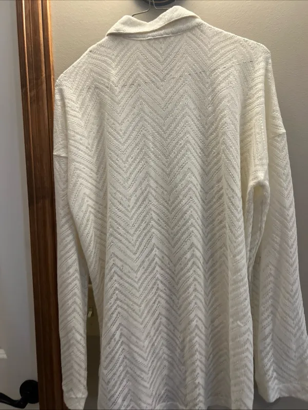 Mystree Cream Lightweight Open Knit Button Cardigan - Image 11