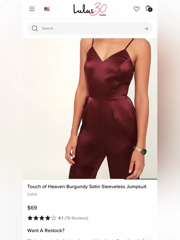 Lulus Women’s Touch of Heaven Burgundy Satin Sleeveless Jumpsuit size Large - Image 3