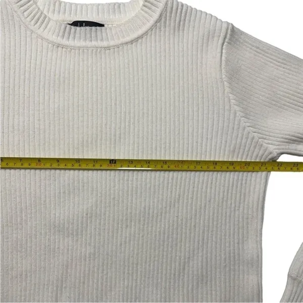 Lulus Womens Ribbed Cropped Knit Sweater Cream White Long Sleeve‎ Size L - Image 9