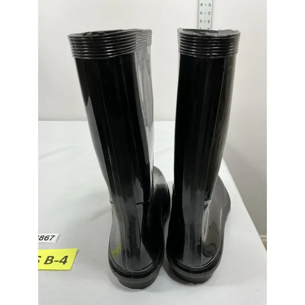 Womans Excellent Condition Knee High Pull On Rain Boots Black Size 9 Round Toe - Image 5