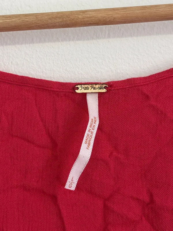 Free People Cora Embroidered Mini Dress Size Large Red Floral Boho Beach - Image 3