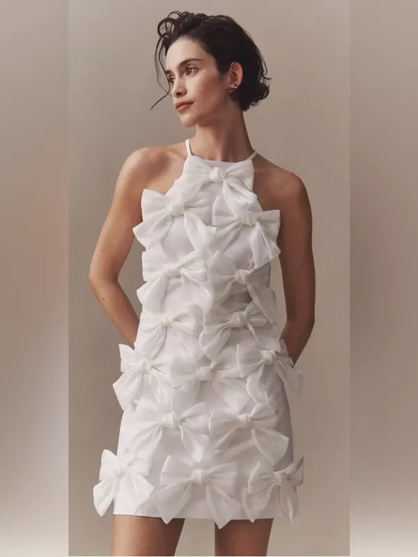 BHLDN Sleeveless Allover Bow High-Neck Mini Dress | Anthropologie - Image 3
