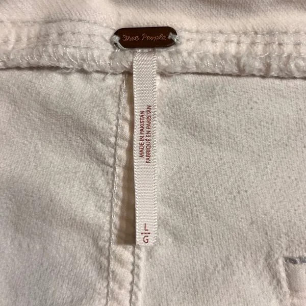 Free People‎ Cream Corduroy Flare Pants High Rise Side Zip Women's Size L - Image 7