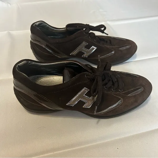 Hogan Brown Suede Leather Low Top Sneakers Shoes Women's Size US 6 - Image 5