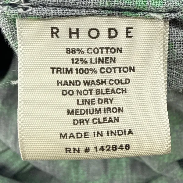 RHODE Aderyn Cotton Linen Tiered Maxi Dress Emerald Savoy Lace Green Black Large - Image 10