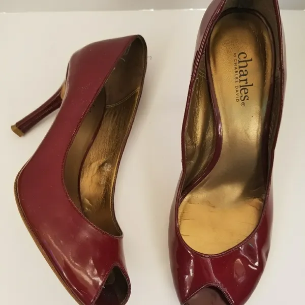 Charles David dark red peep toe heels #1-b - Image 2