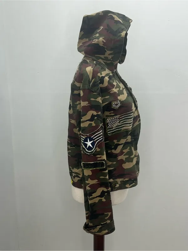 Sister Moses RosyLovi's Womens Full Zip Military Patches Flag Hoodie Jacket XL - Image 8