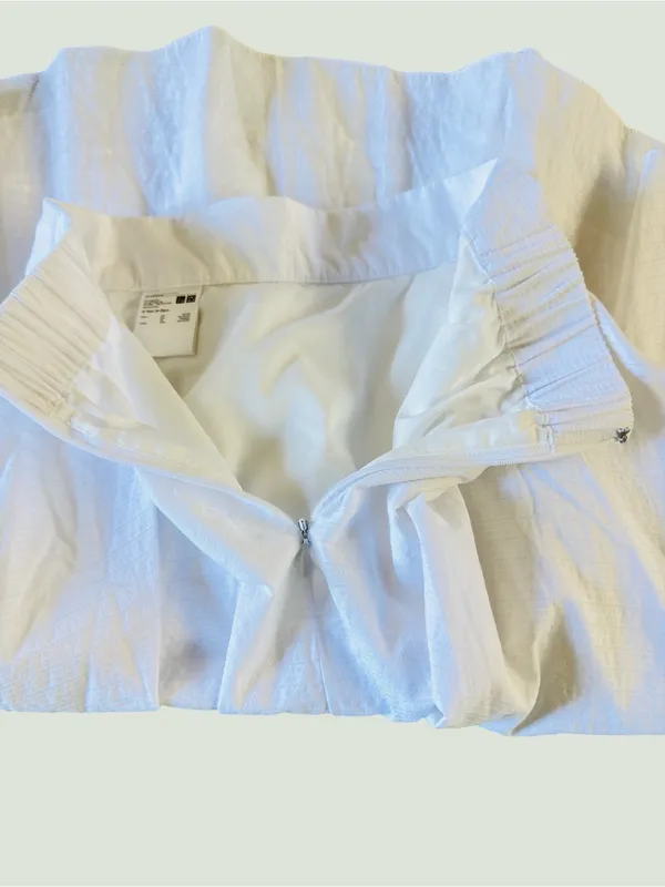 Uniqlo White Flowy Midi Skirt A-Line Swing Skirt Minimalist Summer Skirt Size XS - Image 6