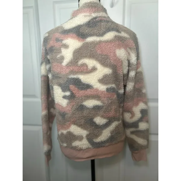 Grayson Threads Teddy Fuzzy Pink‎ Camo 1/4 Zip Sweatshirt Size Small - Image 4