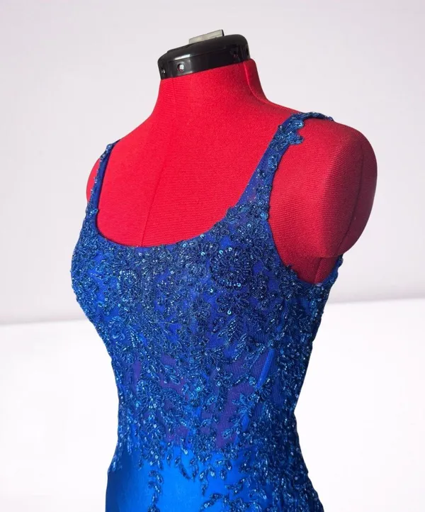 Royal Blue Mermaid Prom Gown w/Slit Style 16058 Size 2 - Image 9