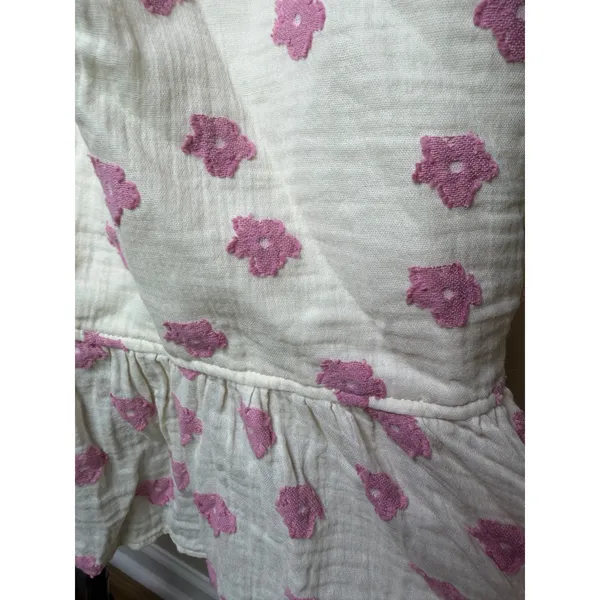 For Love and Lemons 100% Cotton Gauze Pink Floral Babydoll Mini Dress Size M - Image 4