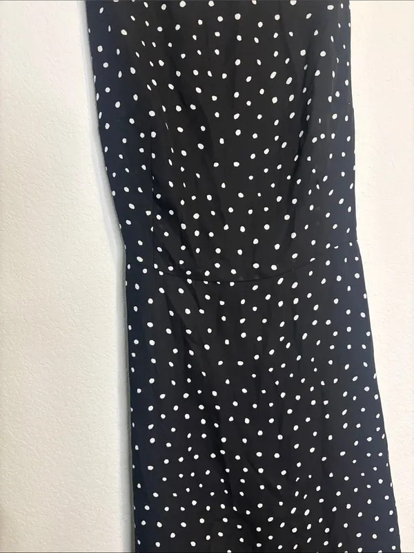 Sleeveless Black Polka Dot Maxi Dress 16 with waist tie - Image 4
