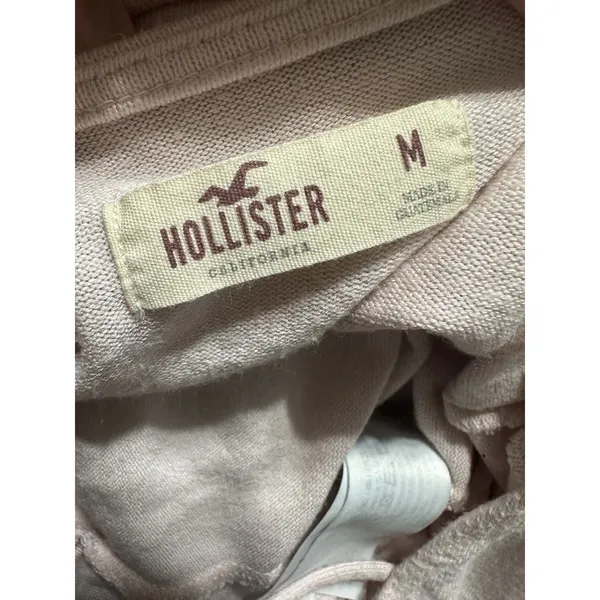 Hollister Cage Neck Long Sleeve‎ Ribbed Top - Soft Pink/Nude - Size M - Image 4