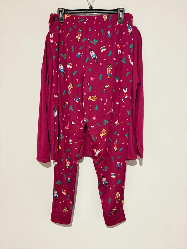 Joyspun nutcracker holiday Long Sleeve Jogger Pants Pajama Set Berry size large - Image 4