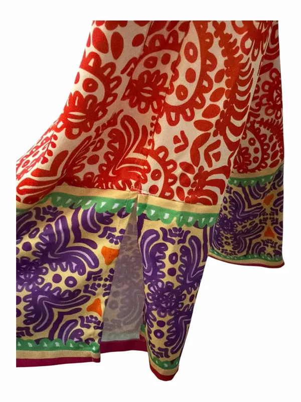 Zara Wide Leg Boho Orange Print Palazzo Pants XL New with Tags - Image 4
