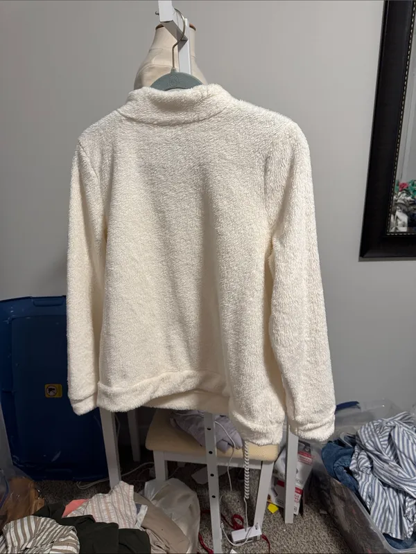 Talbots Cream Turtleneck Fuzzy Pullover Sweater - Image 2