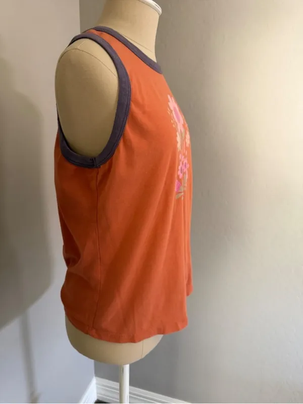 Natural Life Ringer Rust Folk Floral Tank Top Size XL - Image 9