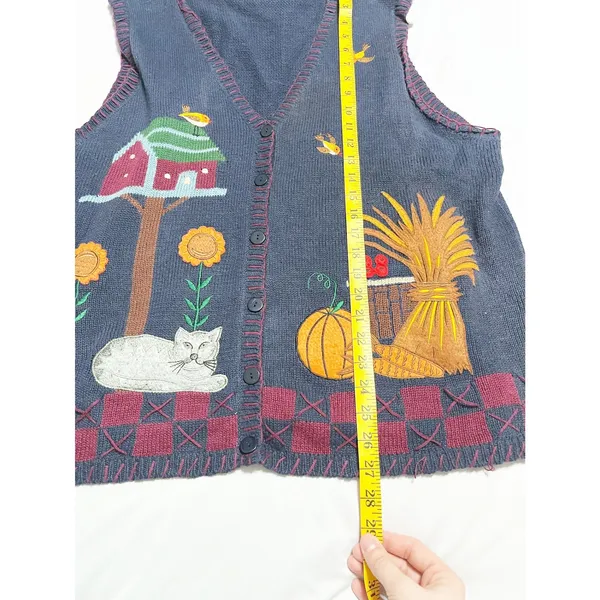 Capacity Vintage Womens 2X Sweater Knit Vest Novelty‎ Teacher Fall Cat Sunflower - Image 8