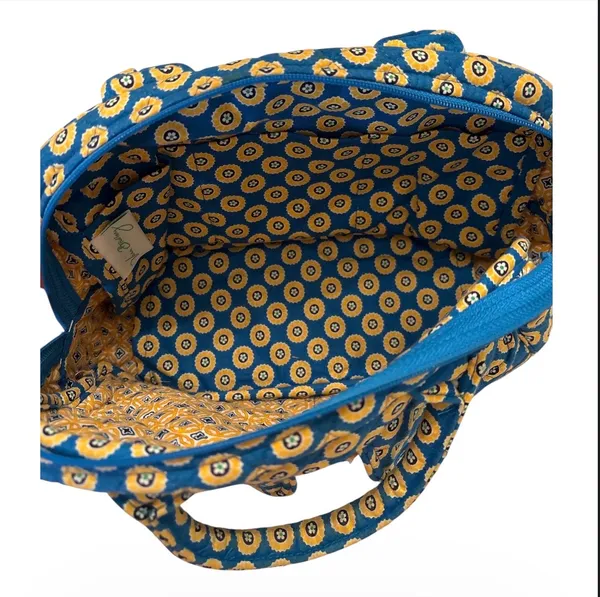 Vera Bradley Vintage Riviera Blue and Yellow Floral-Print Top-Handle Cargo Tote - Image 4