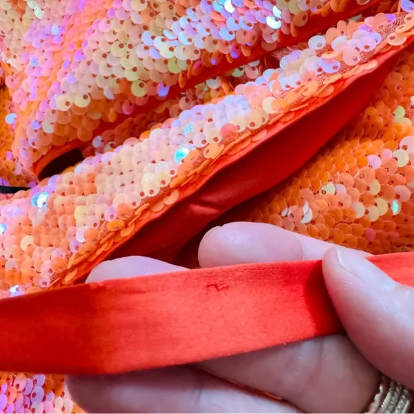 Song of Style cross back orange sequin midi dress NWT - Image 15