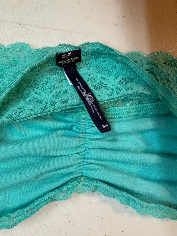 AERIE MEDIUM ✨ lace strapless bralette green excellent condition - Image 3