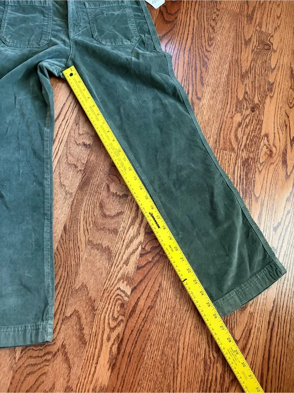 FREE PEOPLE High Time Velvet Kick Flare Pants Chive Green Size 12 NWT - Image 13