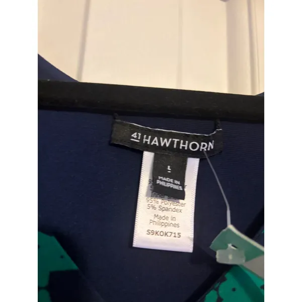 41 Hawthorne Perissa‎ Reversible Dress Green Navy V Neck Sleeveless L NWT - Image 9