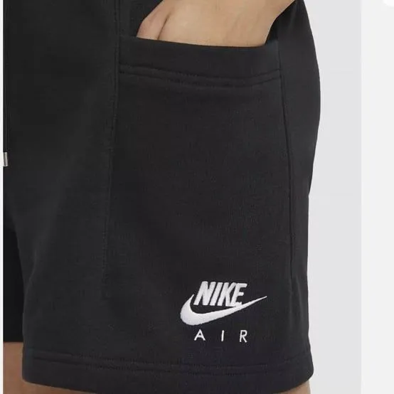 Nike Air Black High Rise Fleece Lounge Shorts Embroidered Logo Small - Image 3