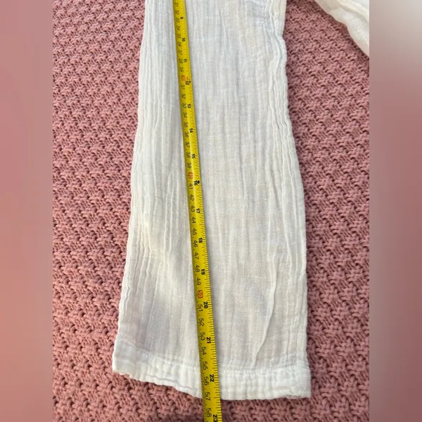 Made in ITALY. 100% cotton.Casual White V-Neck Long Sleeve Dress - Image 8