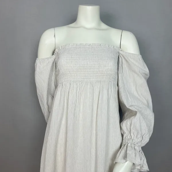 Petal + Pup Off The Shoulder Dress Domenica Striped Neutral Women 2 Midi Smocked - Image 8