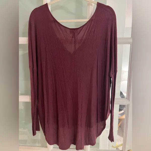 Amuse Society Burgundy Ribbed Henley Tunic - Image 2