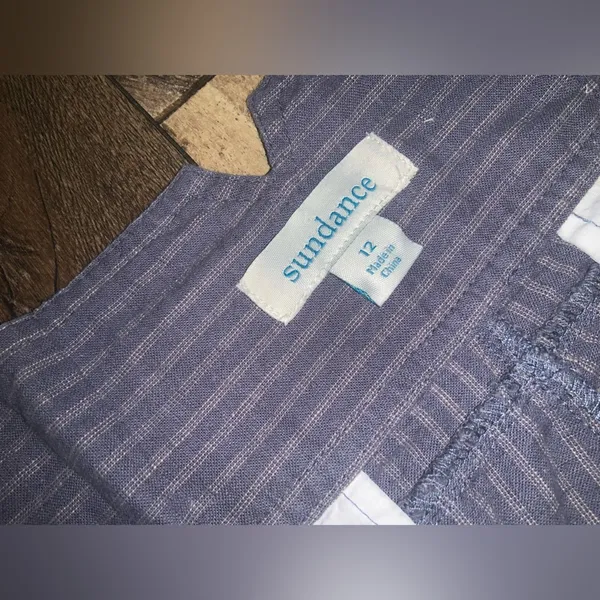 Sundance Womens Amelia linen Pant in Blue Stripe 12 $100 stripes fall casual - Image 4