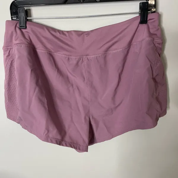Nike Dri Fit Lined Women's Athletic Shorts Mauve Swoosh Logo Excellent Condition - Image 3