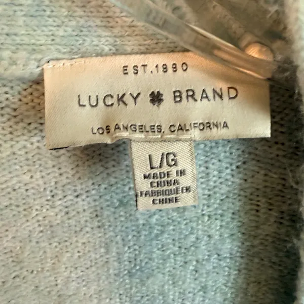 Lucky Brand Light Blue‎ Longline Open Front Cardigan Sweater Large Pockets - Image 3