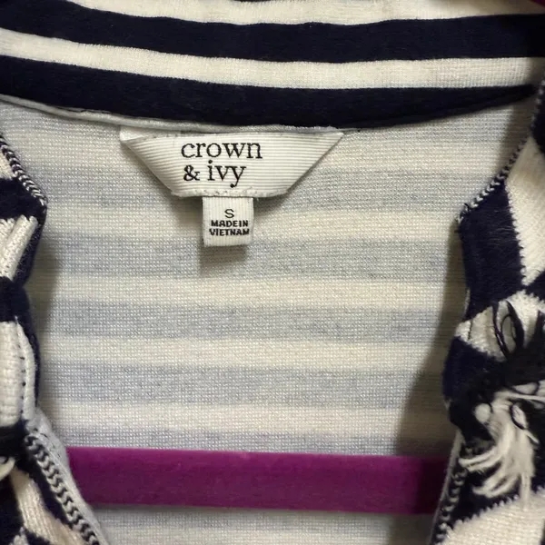 Crown & Ivy Navy Blue White Stripe Cayo Coco‎ Pineapple Sleeveless Dress S - Image 5
