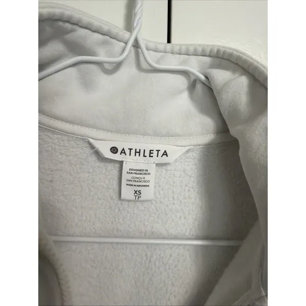 Athleta Quarter Zip Sweatshirt Womens XS Light Gray Cotton Blend Pullover Pocket - Image 3
